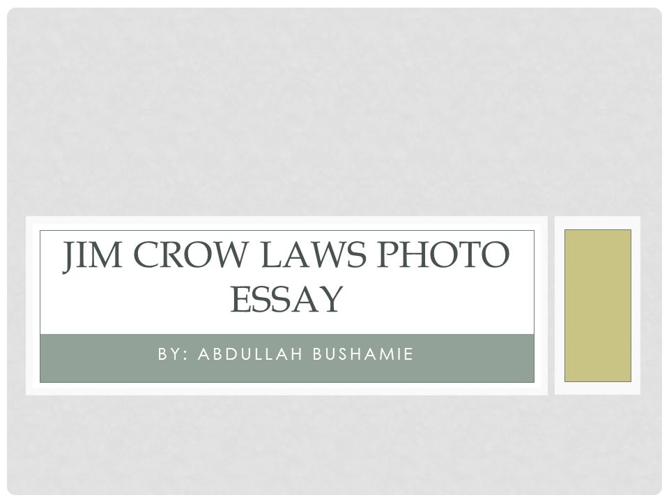 Jim Crow Laws Essays (Examples)
